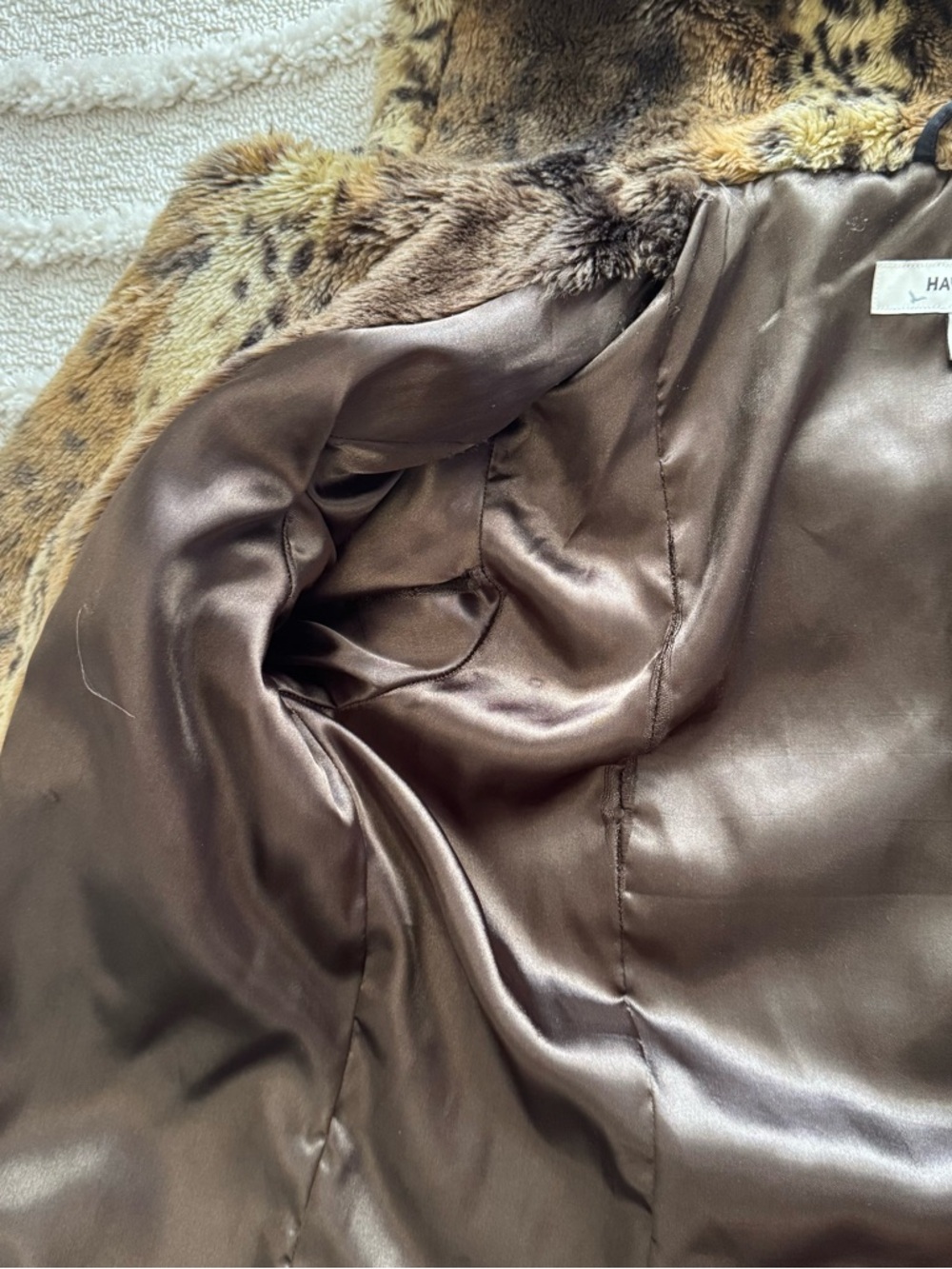 Hawke & Co Faux Fur Leopard Print Hooded Coat Womens Mid-Length Size Medium - Picture 7 of 9